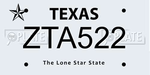 ZTA522 Texas License Plate