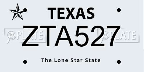 ZTA527 Texas License Plate