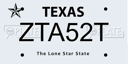 ZTA52T Texas License Plate