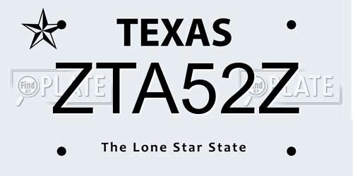 ZTA52Z Texas License Plate