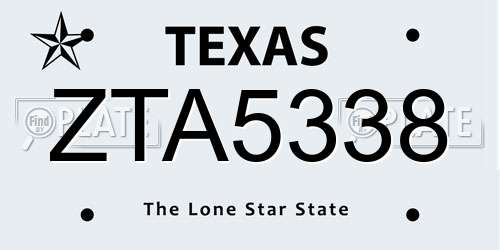 ZTA5338 Texas License Plate