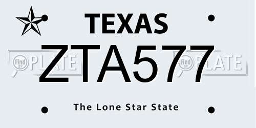 ZTA577 Texas License Plate