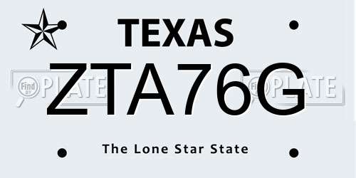 ZTA76G Texas License Plate
