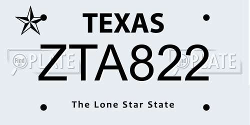 ZTA822 Texas License Plate