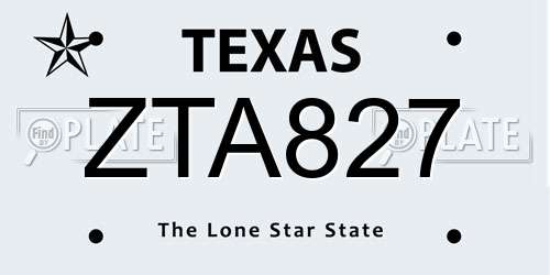 ZTA827 Texas License Plate