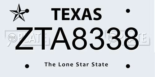 ZTA8338 Texas License Plate
