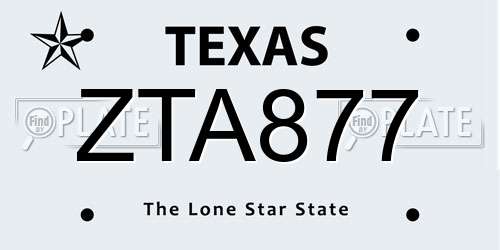 ZTA877 Texas License Plate