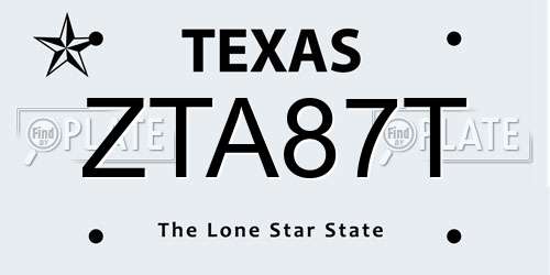 ZTA87T Texas License Plate