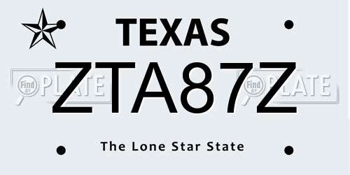 ZTA87Z Texas License Plate