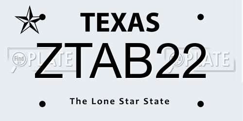 ZTAB22 Texas License Plate