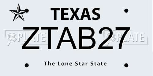 ZTAB27 Texas License Plate