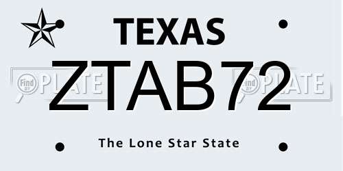 ZTAB72 Texas License Plate