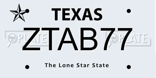 ZTAB77 Texas License Plate