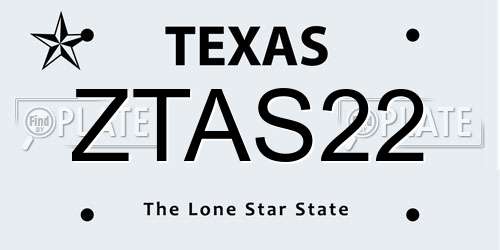 ZTAS22 Texas License Plate