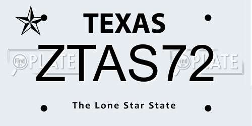 ZTAS72 Texas License Plate