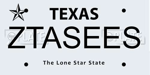 ZTASEES Texas License Plate