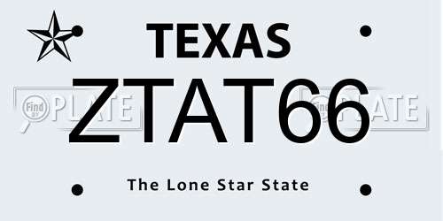 ZTAT66 Texas License Plate