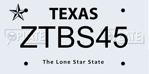 ZTBS45 Texas License Plate