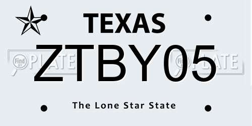 ZTBY05 Texas License Plate