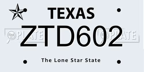 ZTD602 Texas License Plate