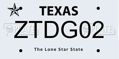 ZTDG02 Texas License Plate