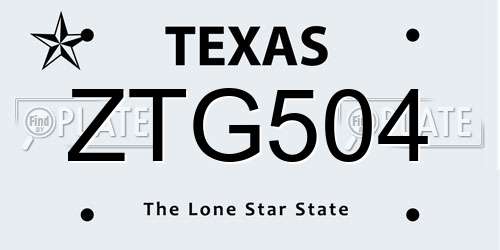 ZTG504 Texas License Plate