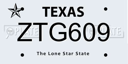 ZTG609 Texas License Plate