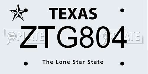ZTG804 Texas License Plate
