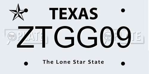 ZTGG09 Texas License Plate