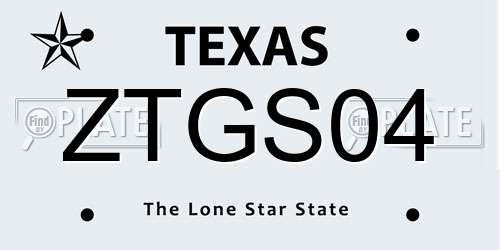 ZTGS04 Texas License Plate