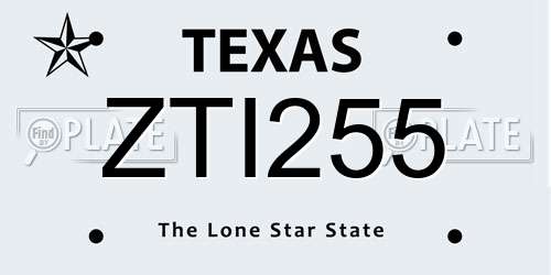 ZTI255 Texas License Plate