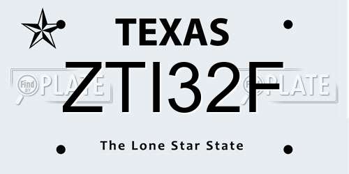 ZTI32F Texas License Plate