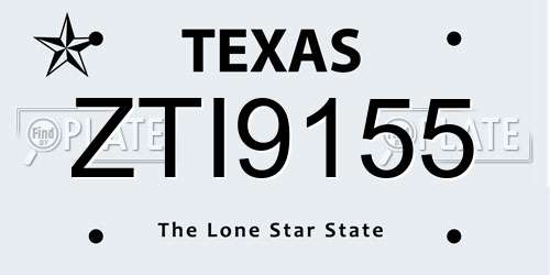 ZTI9155 Texas License Plate