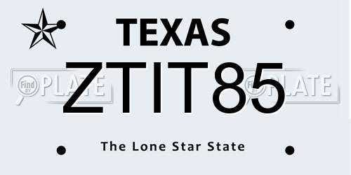 ZTIT85 Texas License Plate