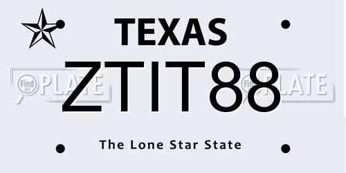 ZTIT88 Texas License Plate