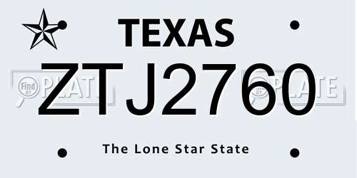 ZTJ2760 Texas License Plate