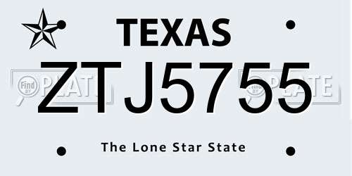 ZTJ5755 Texas License Plate