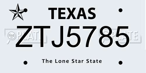 ZTJ5785 Texas License Plate
