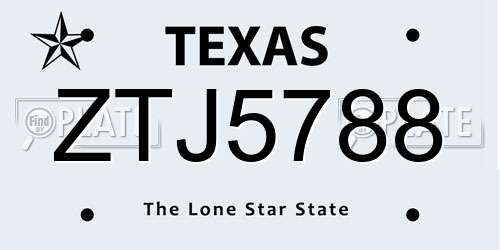 ZTJ5788 Texas License Plate
