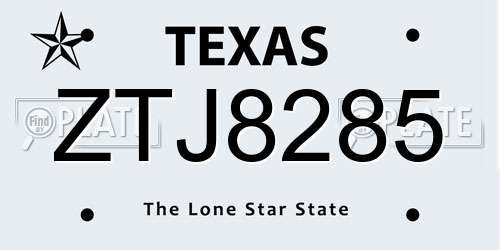 ZTJ8285 Texas License Plate