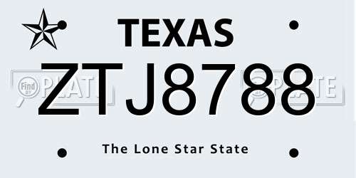 ZTJ8788 Texas License Plate