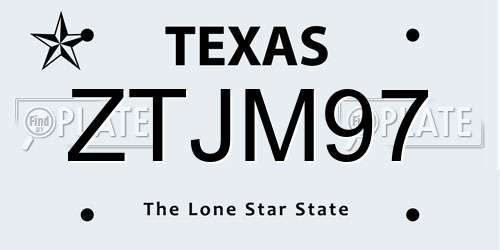 ZTJM97 Texas License Plate