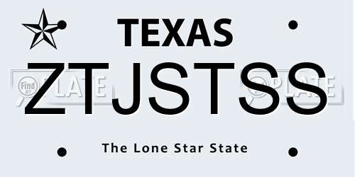 ZTJSTSS Texas License Plate