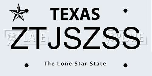 ZTJSZSS Texas License Plate