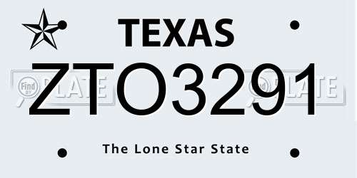 ZTO3291 Texas License Plate