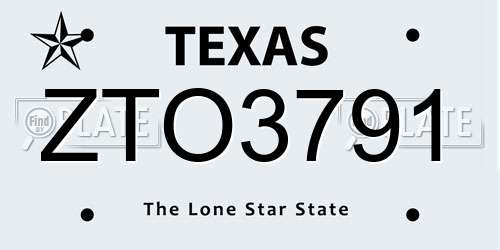 ZTO3791 Texas License Plate