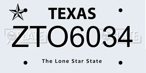 ZTO6034 Texas License Plate