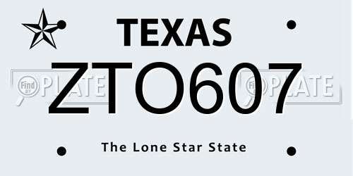ZTO607 Texas License Plate