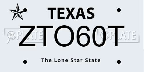 ZTO60T Texas License Plate