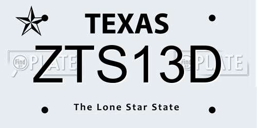 ZTS13D Texas License Plate